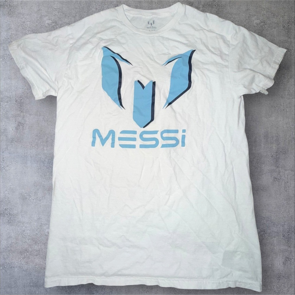 Messi Collection Mens White Graphic T-Shirt Size M Short Sleeve 44MMN003UR